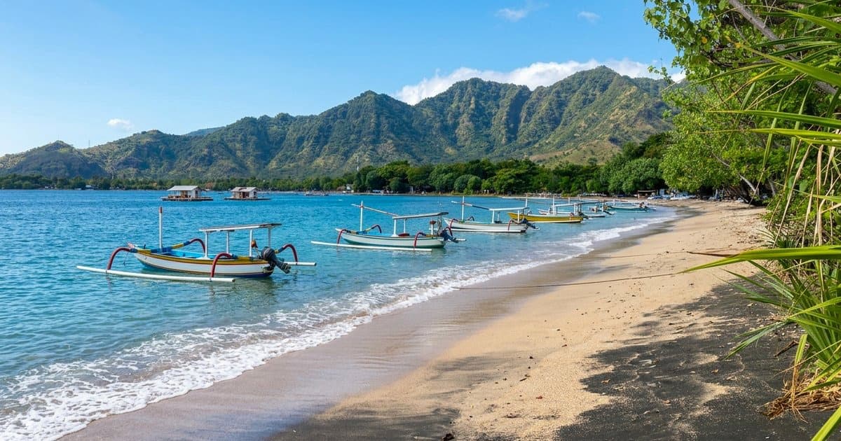 Fishing boats on a beach in North Bali