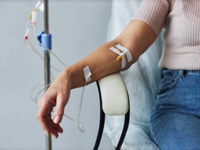 Patient receiving an IV drip